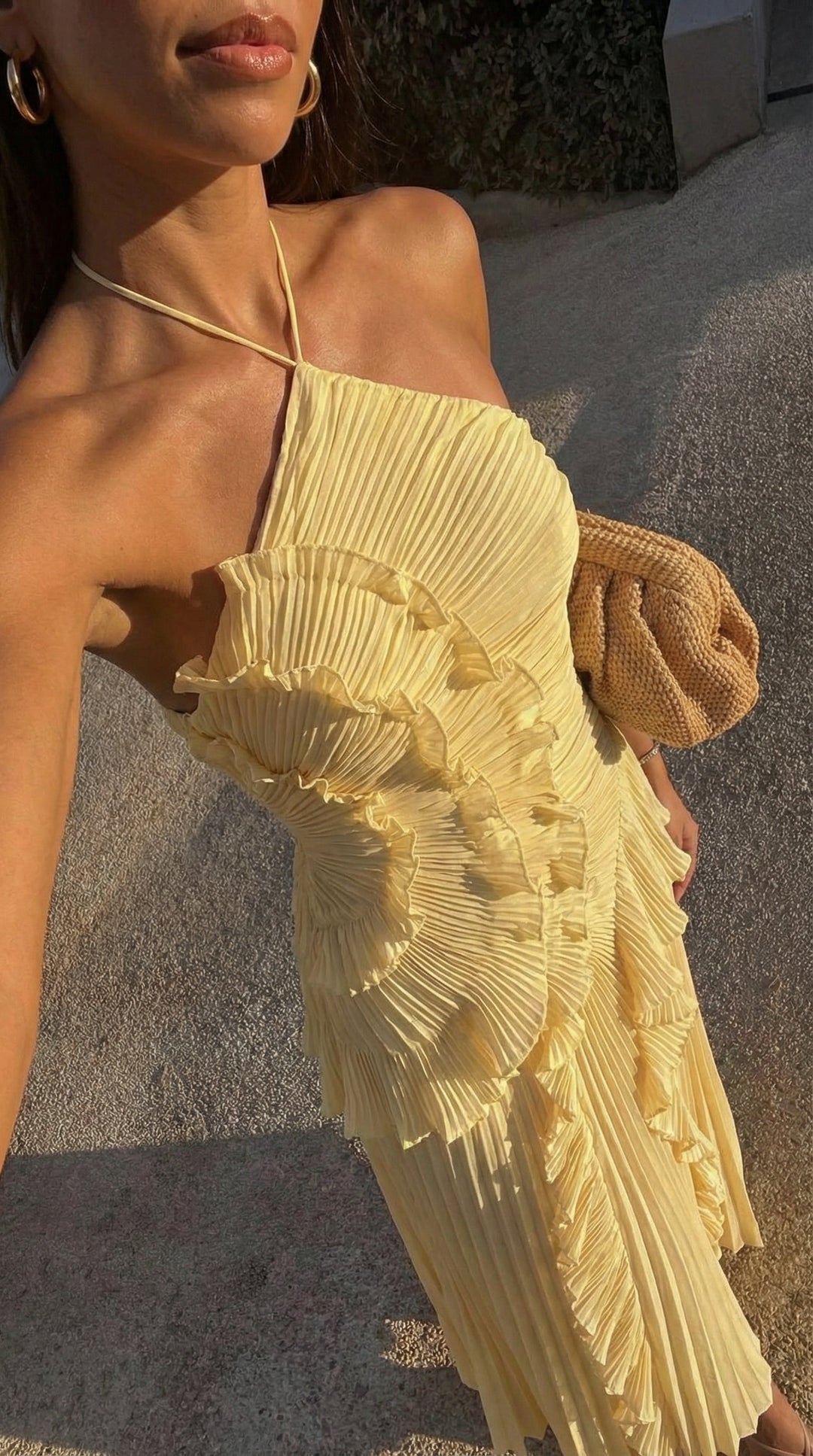 Asymmetrical ruffle maxi dress, a chic women's formal event gown.