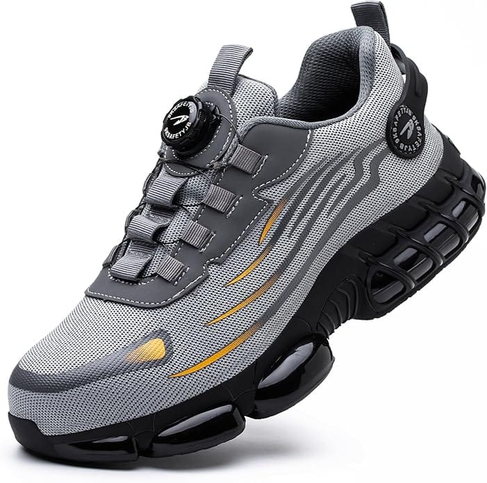 Essential protective work shoes: lightweight, non-slip, and reinforced toe for safety in industrial environments.