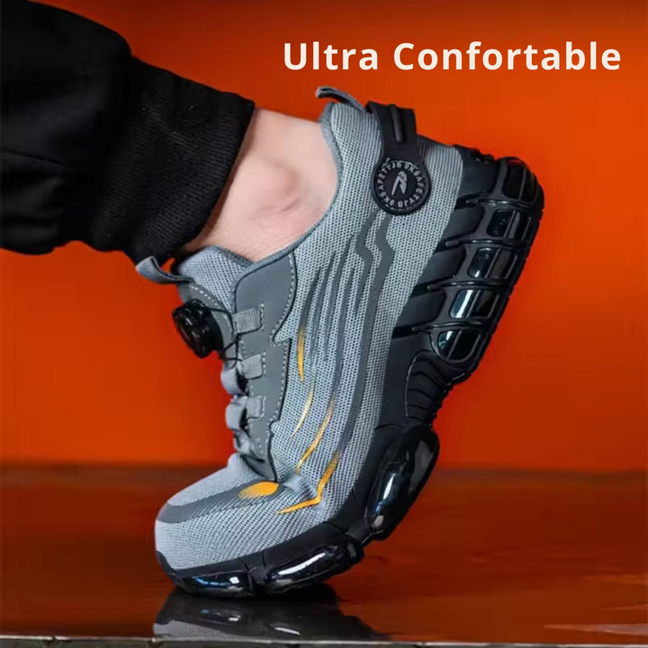 Ergonomic comfort safety work shoes, lightweight design with reinforced toe & non-slip grip for industrial workers.