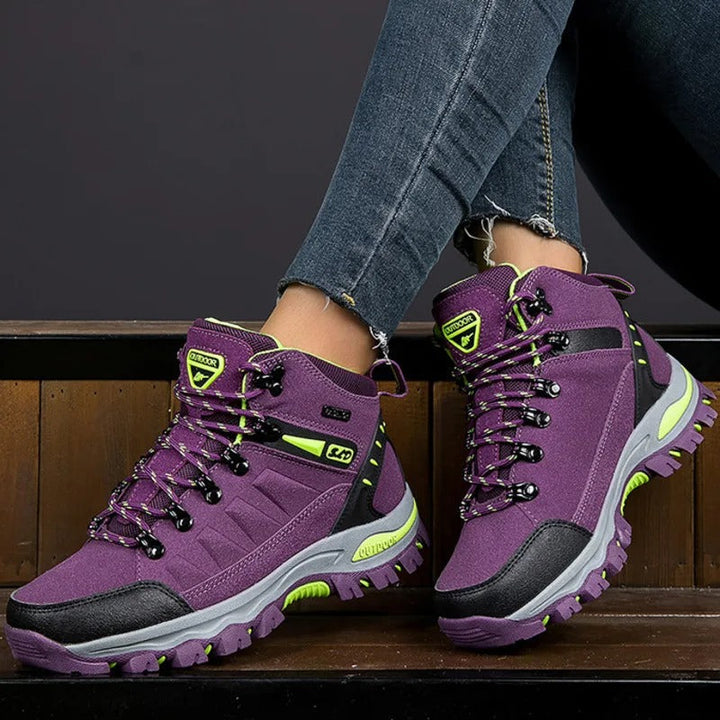 Women's durable labor shoes with waterproof, anti-slip features, offering safety & ankle support for work.