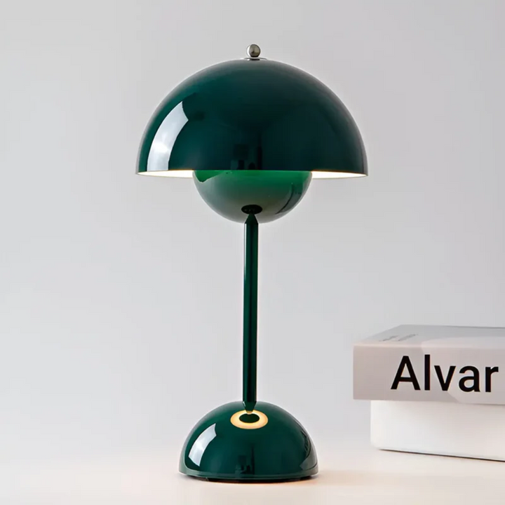 Elegant Scandinavian style cordless LED table lamp, perfect portable mood lighting for any room or patio.