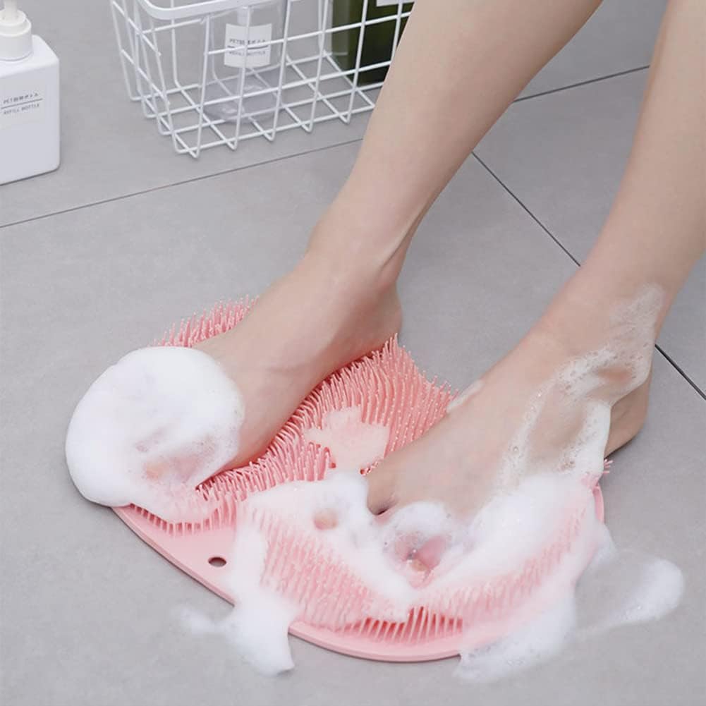 Innovative silicone foot & back scrubber mat, perfect bath accessory for deep clean & massage.