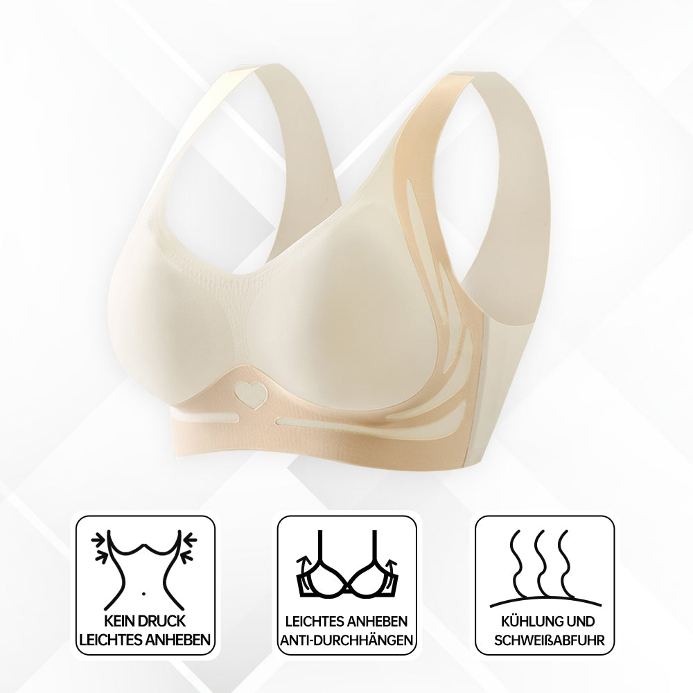 Maternity friendly seamless bra providing lift and breathable comfort