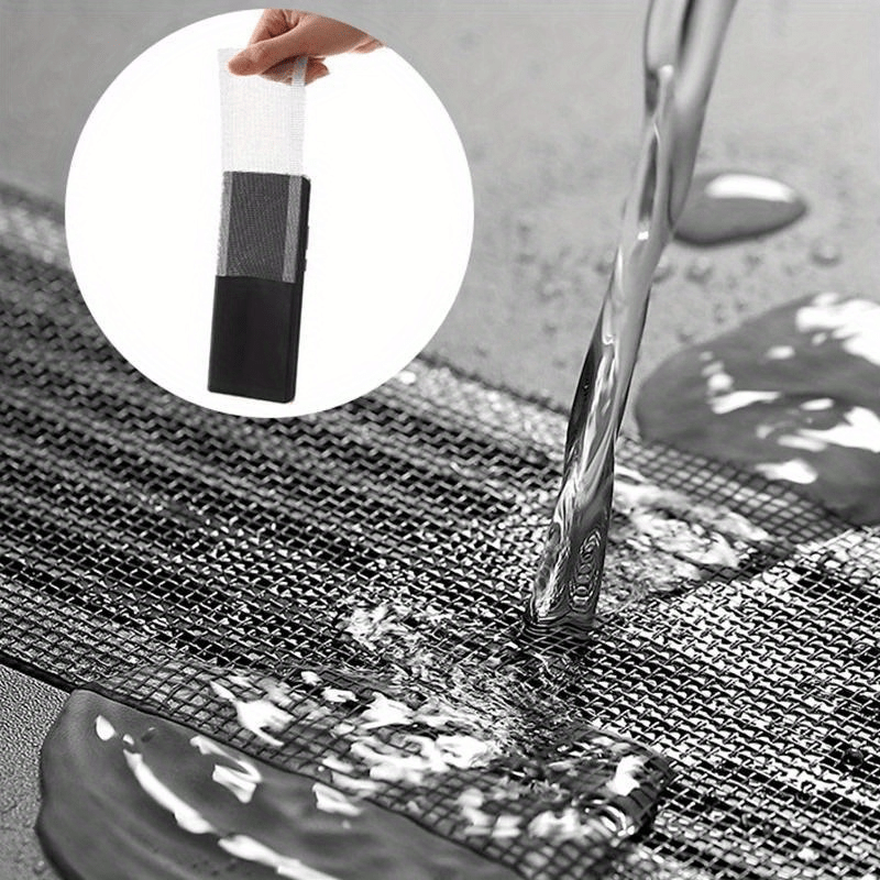 Simple self-adhesive drain mesh grid for effective clog prevention in any household drain.