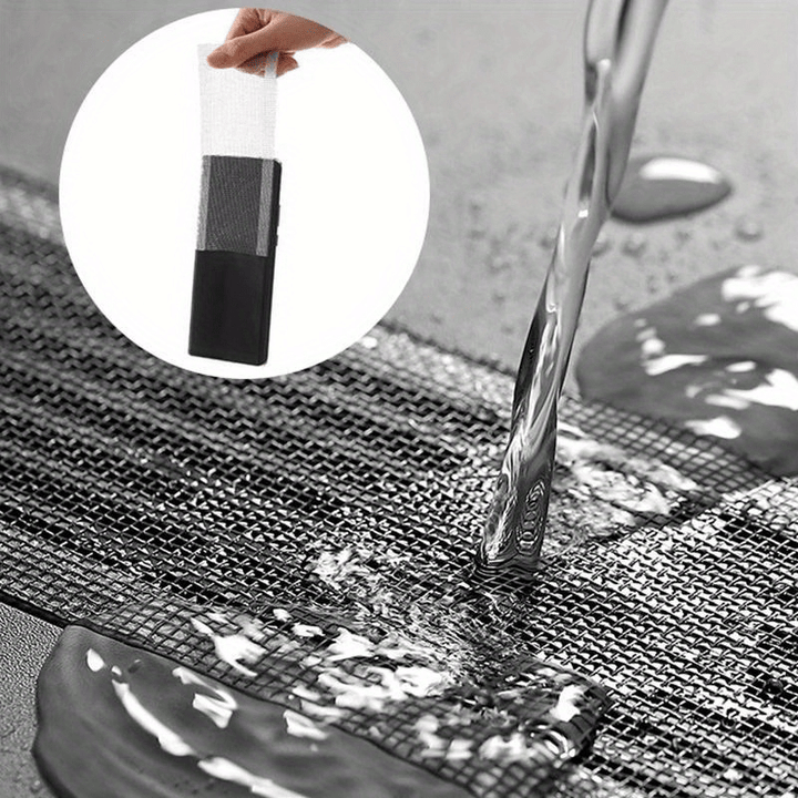 Simple self-adhesive drain mesh grid for effective clog prevention in any household drain.