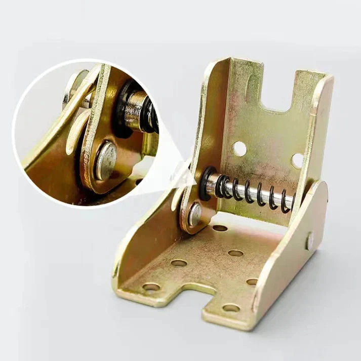 Space-saving heavy-duty stainless steel self-locking folding hinge for flexible furniture and DIY projects.