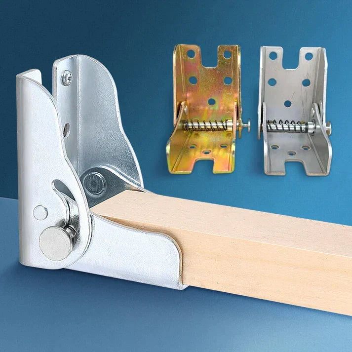 Durable stainless steel self-locking folding hinge, perfect for secure tables, benches & space-saving.