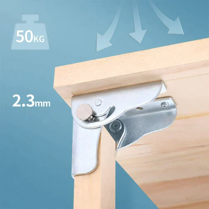 Premium self-locking stainless steel folding hinge, heavy-duty for furniture and home improvement.
