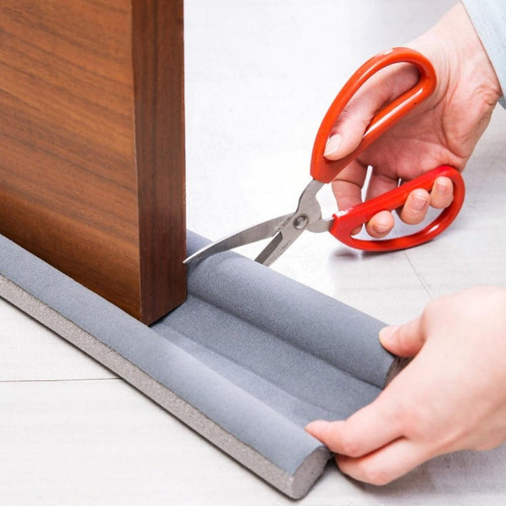 Smart door weatherstrip solution: 2 flexible draft stoppers. Reduces utility bills, blocks dust & enhances comfort.