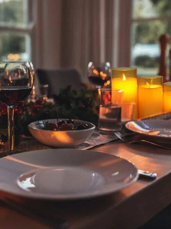 Warm light LED flameless candles, 24-pack, perfect for elegant wedding, party, or everyday home decor.