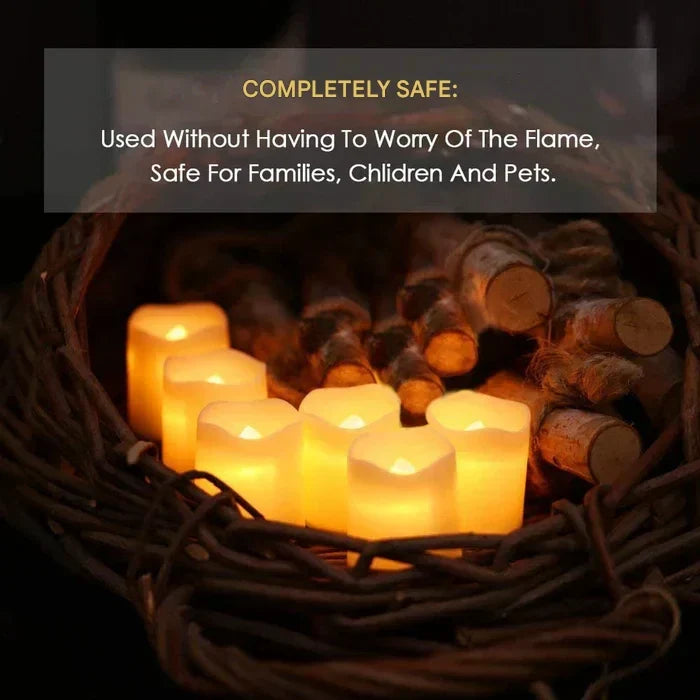 Set of 24 LED flameless candles for creating a warm & inviting atmosphere in any home decor setting.