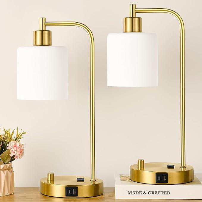 Modern Industrial Desk Lamp with USB Charging & Dimmable Light, perfect for home office.