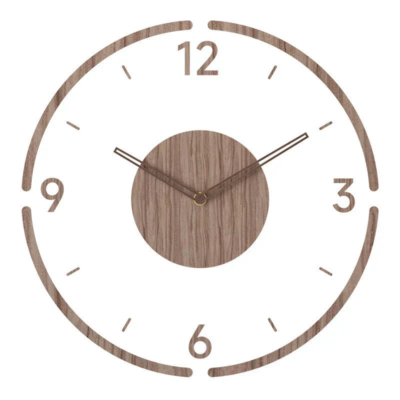 Modern Nordic wooden wall clock, minimalist design for contemporary home decor. Silent movement, natural wood.