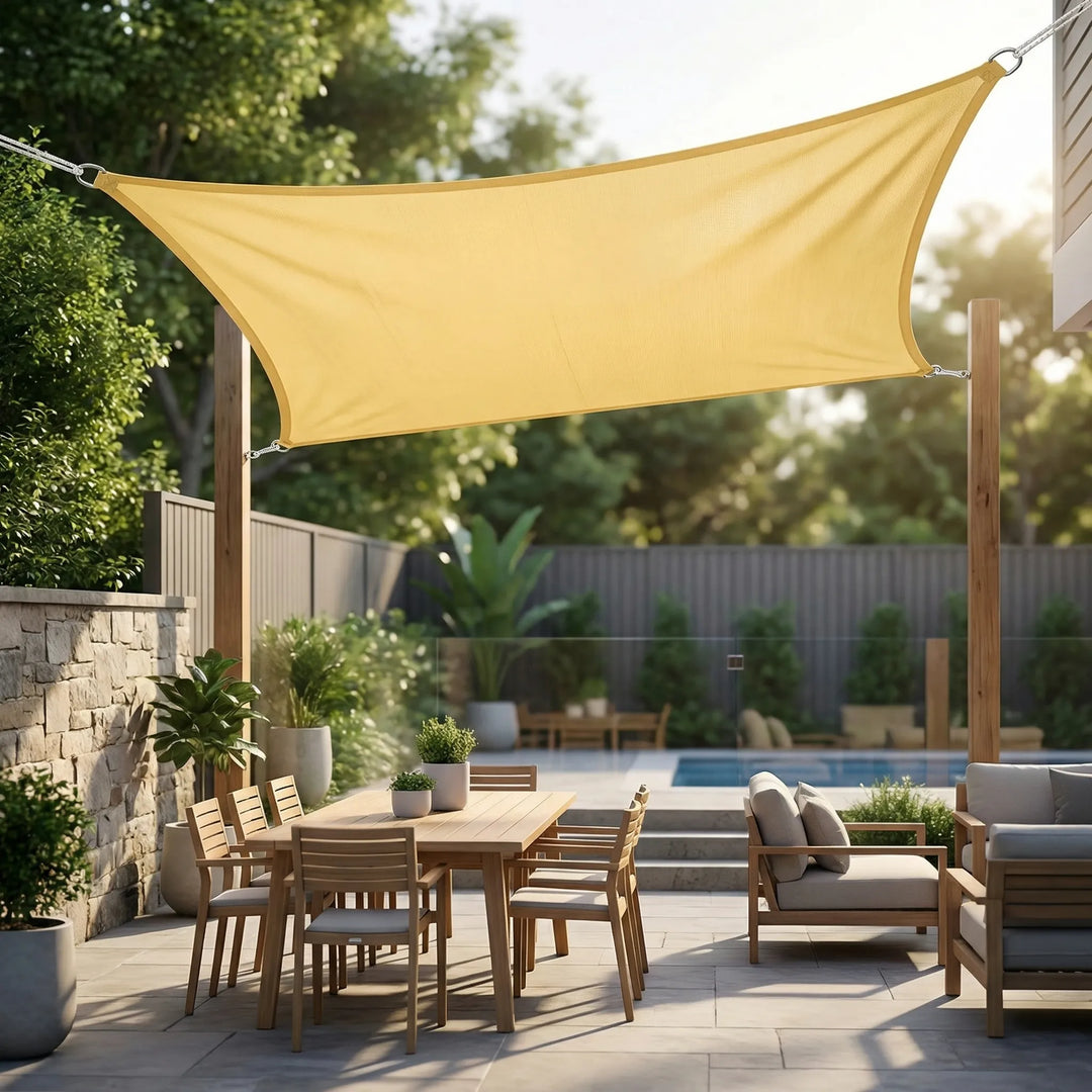 Enhance your outdoor living with a rectangle or square UV protection sun shade canopy for patio.
