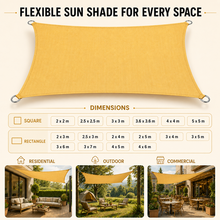 Protect your patio and garden from sun with this durable UV protection shade sail canopy. Water resistant.