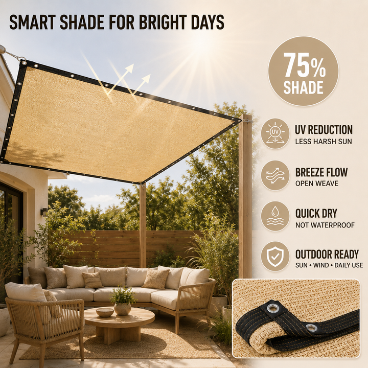 UV protective rectangular sunshade awning for garden canopy & patio cover.