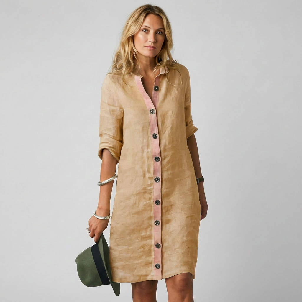 Effortless & comfortable women's midi shirt dress. A classic style button front for versatile spring & summer fashion.