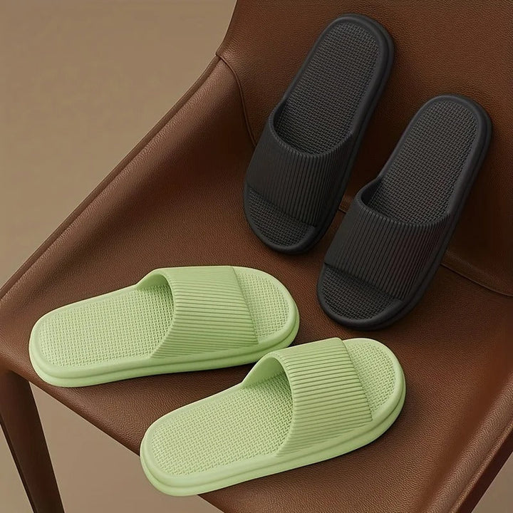 Unisex soft sole slippers, shock-absorbing & cushioned for cloud-like comfort and foot relief. Lightweight & easy clean.