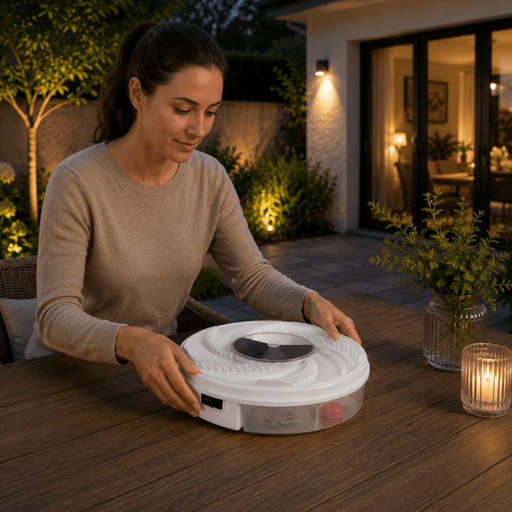 Modern silent fly catcher, a discreet bug trap providing effective indoor & outdoor pest control for homes & gardens.