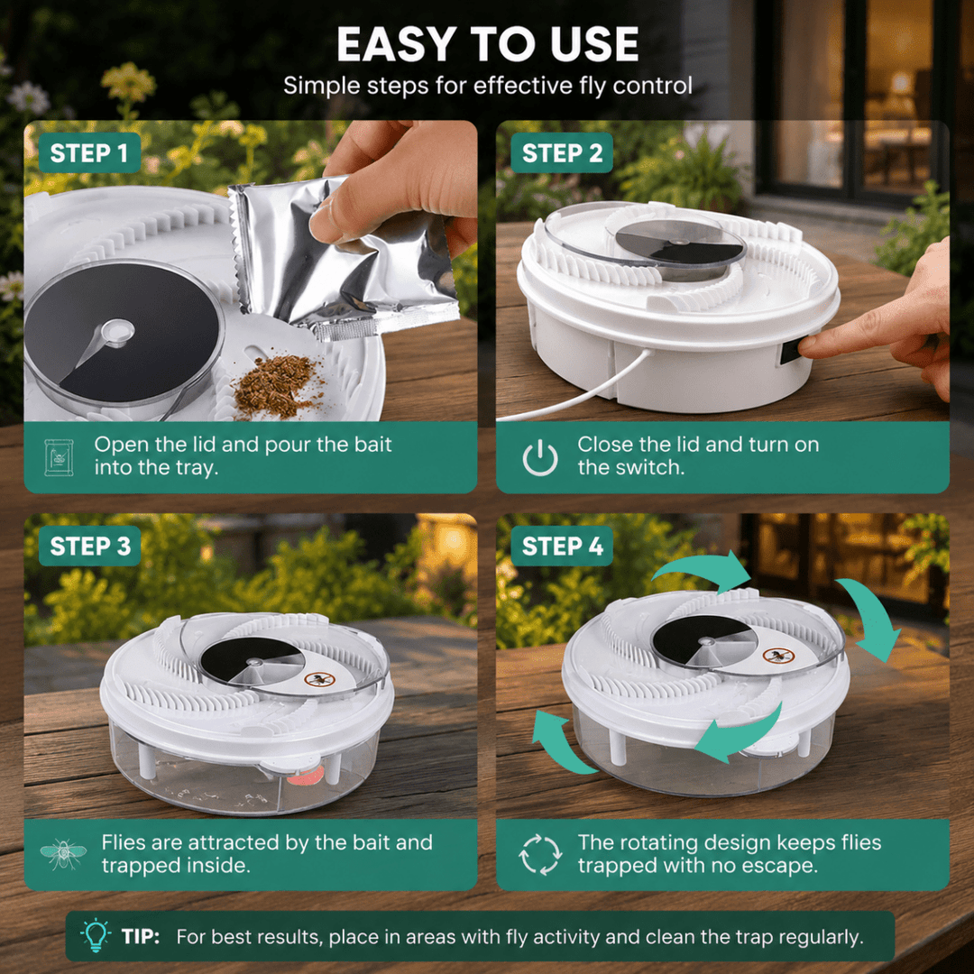Advanced silent fly catcher, ensuring quiet and safe insect control for indoor and outdoor family spaces.