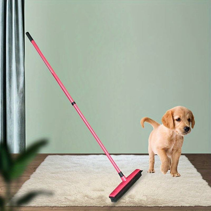 Silicone telescopic broom for efficient pet hair removal & carpet cleaning. Versatile floor and rug cleaner.