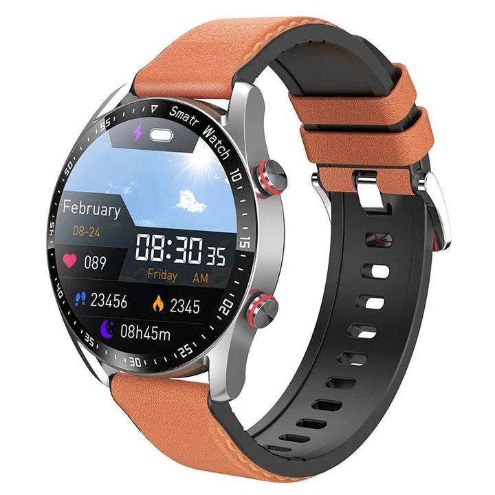 Person wearing a Unisex Smart Health Watch during exercise, monitoring fitness & daily health.