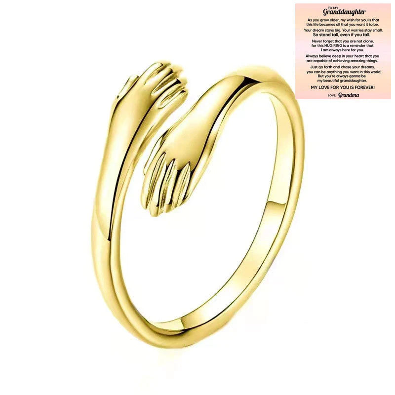 Unisex adjustable hug ring, symbolic of love & connection, a meaningful comfort gift.