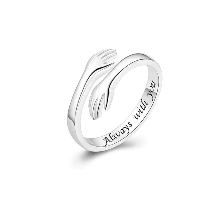 Thoughtful promise ring: adjustable hug design for lasting love & comfort, unisex style.
