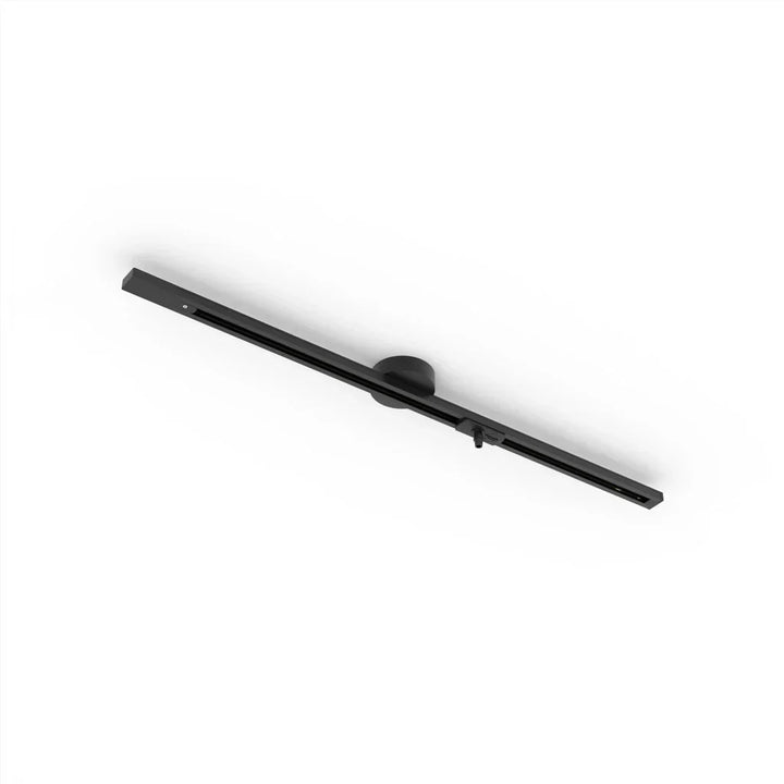 Iron pendant light rail, black. Dynamic adjustable ceiling lighting for home renovation.