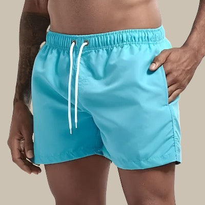 Men's quick-dry swim shorts with adjustable drawstring, perfect for beachwear & summer fashion.