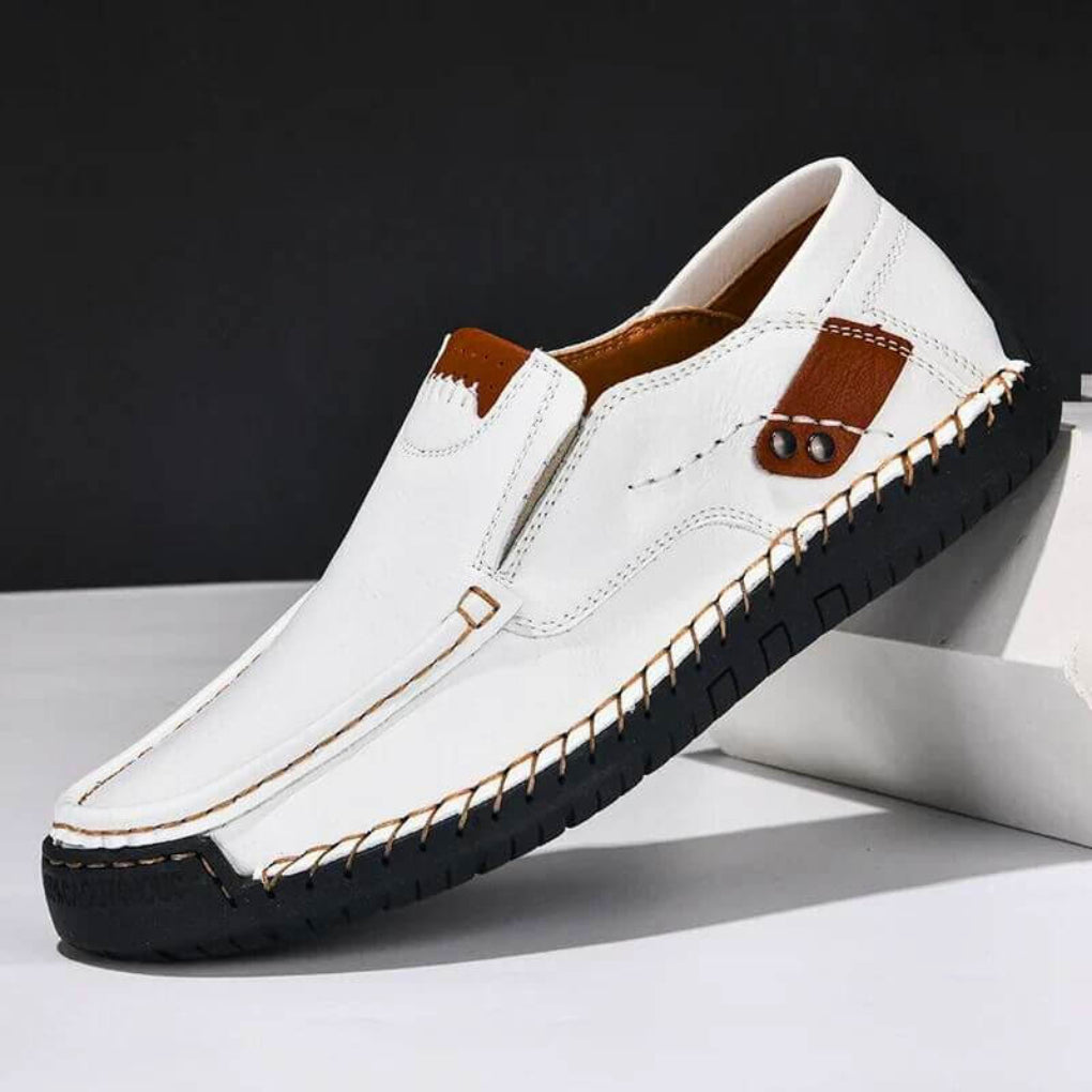 Orthopedic men's slip-on loafers with superior arch support for comfortable, all-day walking & casual wear.