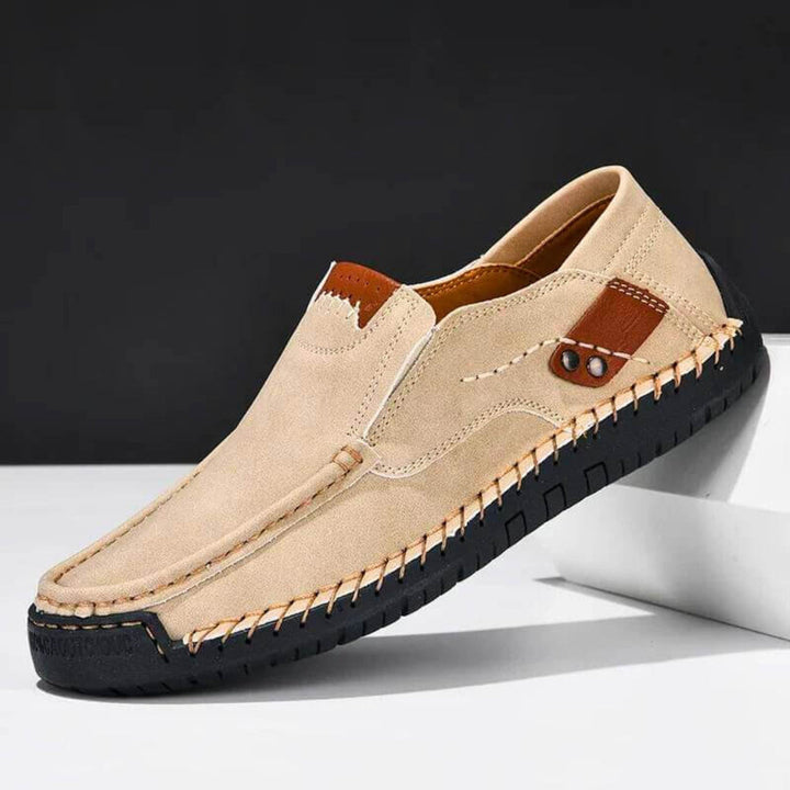 Supportive men's slip-on shoes, ideal for orthopedic comfort, easy wear, and casual walking with arch support.