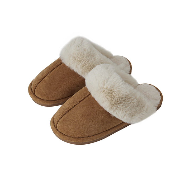 Warm & soft brown & beige unisex house slippers, perfect for ultimate home comfort and relaxation.