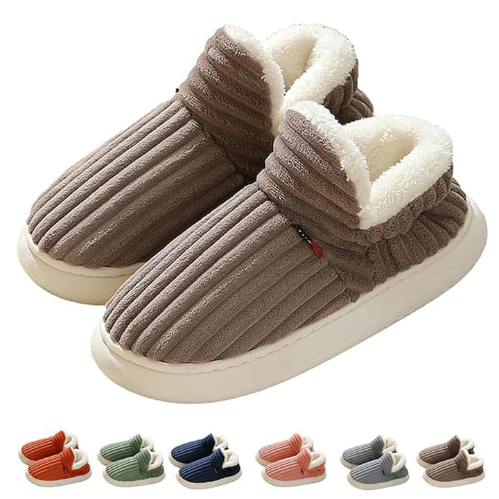 Women's cozy house slippers with soft lining and non-slip sole for warm, comfortable indoor wear.