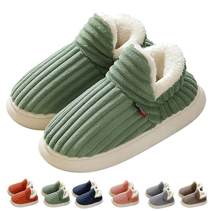 Plush women's slippers, cozy and warm for ultimate home comfort. Soft lining & slip-resistant sole for indoor use.