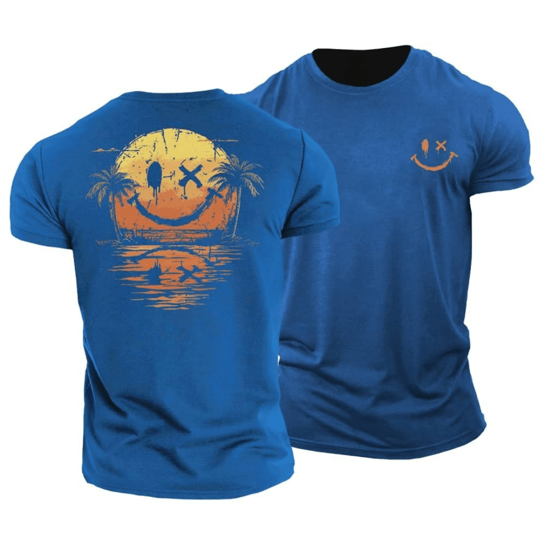 Streetwear inspired unisex t-shirt, playful smiley design for a relaxed summer look.
