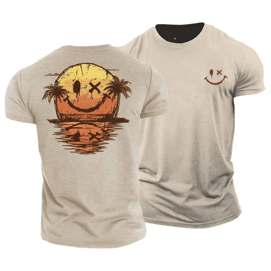 Unisex summer smiley t-shirt, relaxed fit for beachwear & casual style.