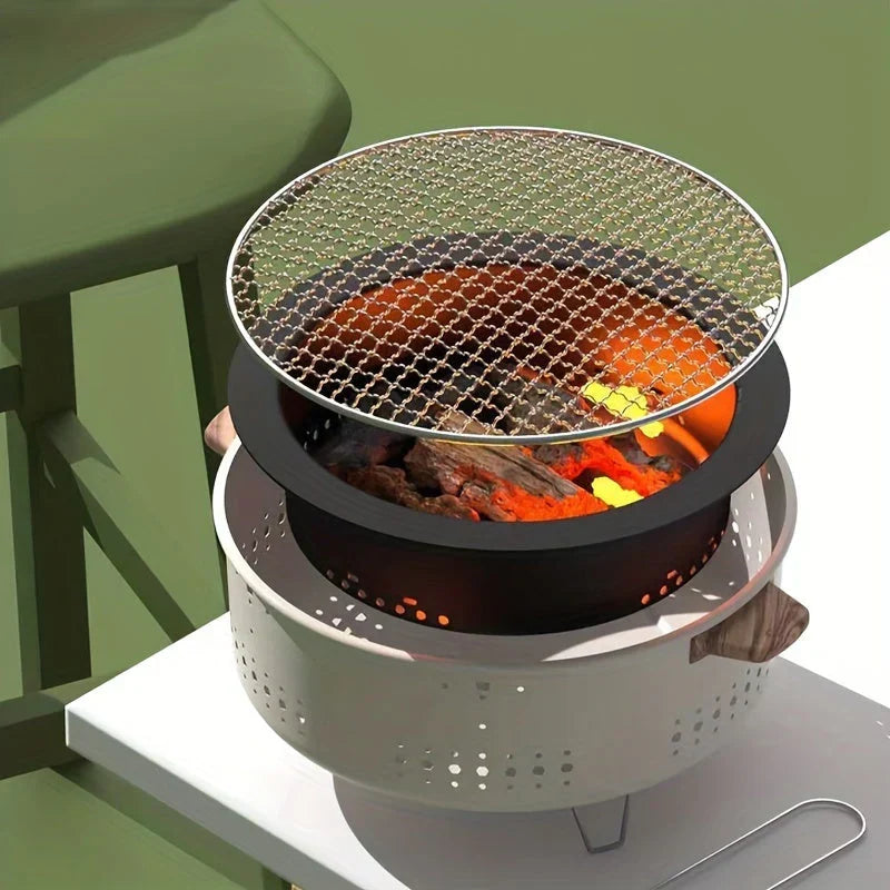 Outdoor cooking with a modern portable charcoal BBQ grill, perfect for patio gatherings and smoke-free grilling.