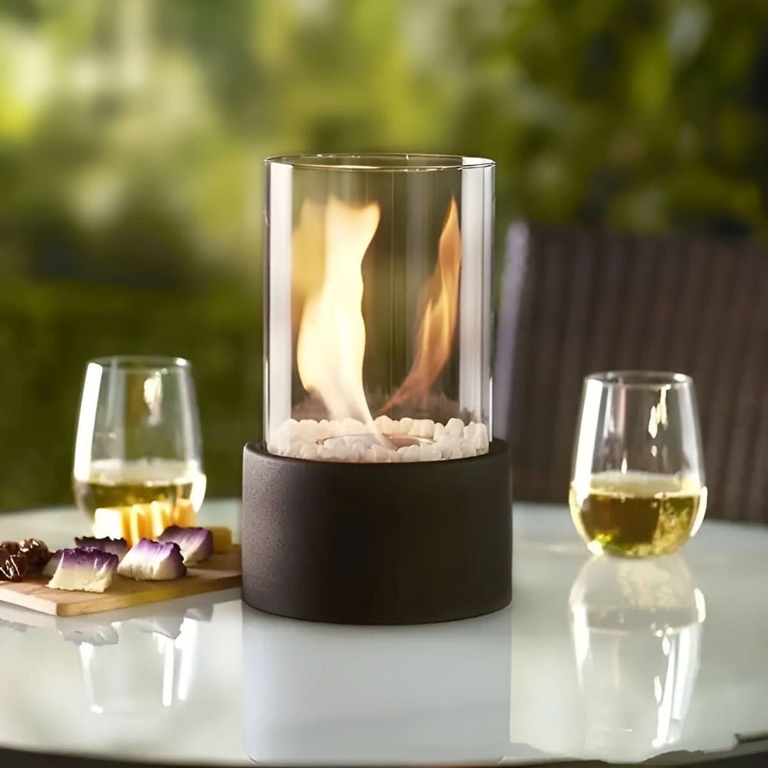 Contemporary bioethanol tabletop fireplace, perfect for adding cozy ambiance to any space.
