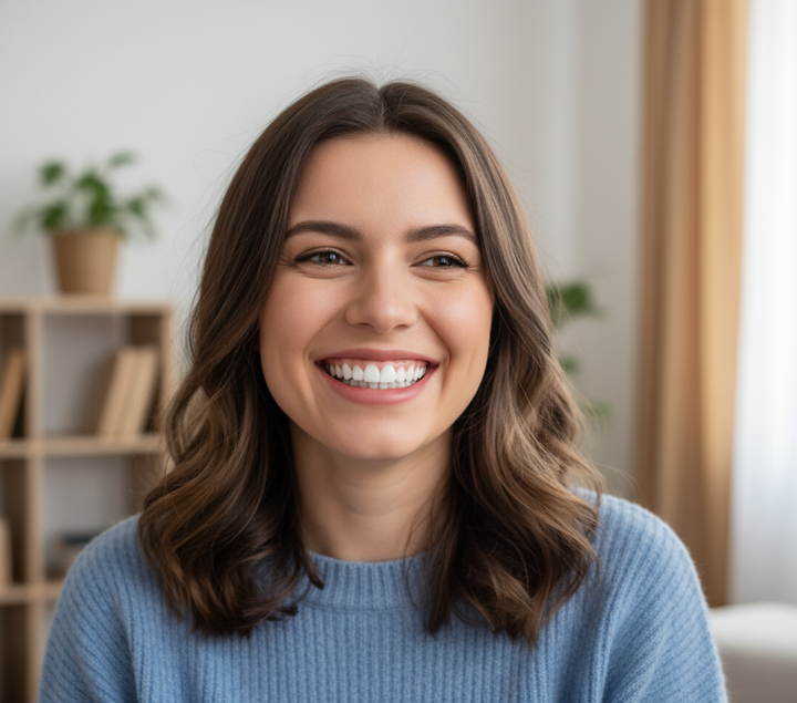 Close-up of temporary snap-on teeth perfector, enhancing smile instantly.