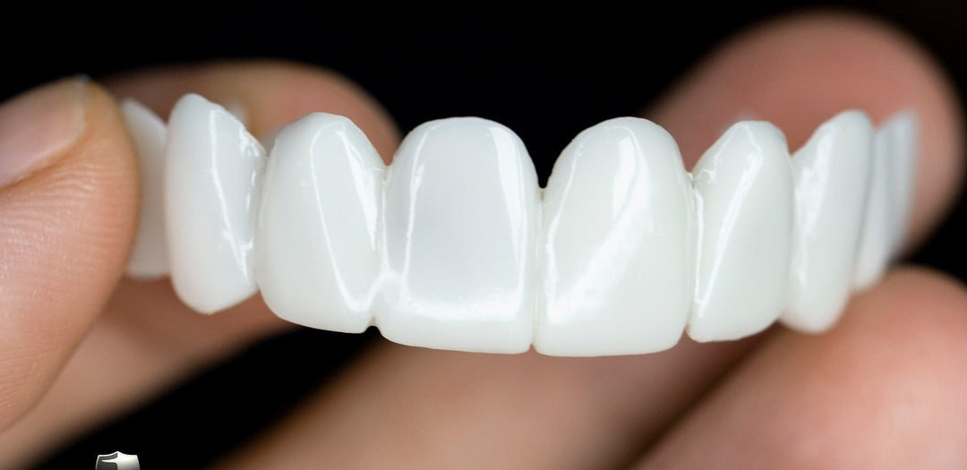 Woman showing off her confident smile with unisex cosmetic snap-on veneers.