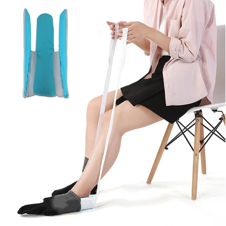 Easy dressing sock tool. No-bend design for independence & comfort in daily living, mobility aid.