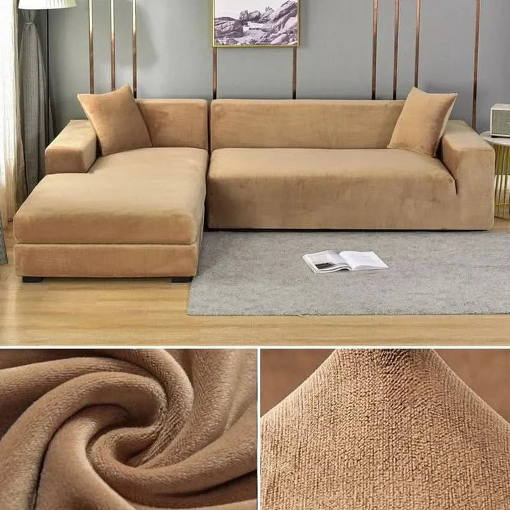 Transform your living room with luxurious elastic velvet sofa cover, stretch fit couch protector.