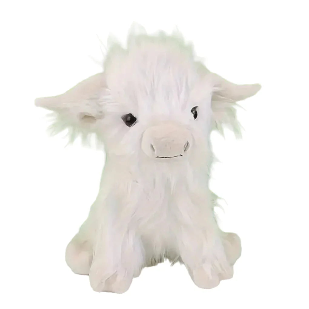 Fluffy Highland cow stuffed animal, a cozy companion and cute farm animal toy.