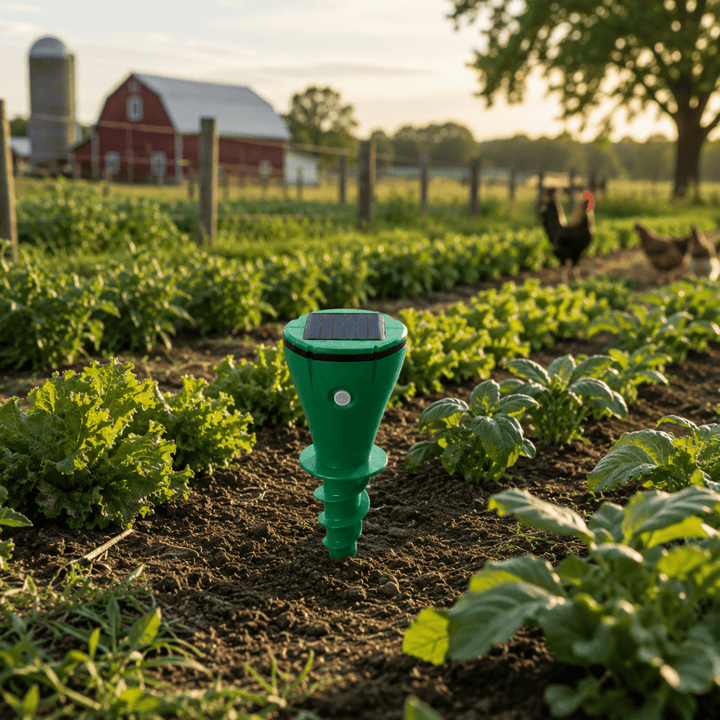 Solar-powered outdoor landscape protector, ideal for eco-friendly garden & lawn care.