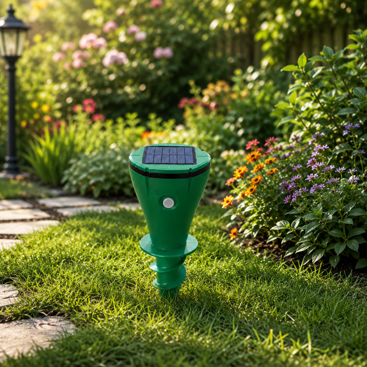 Durable, solar-powered outdoor protector, ensuring easy, weather-resistant lawn & garden care.