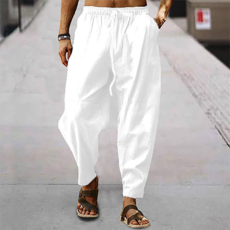 Men's modern relaxed fit drawstring pants in a versatile color, perfect for casual, comfortable summer wear.