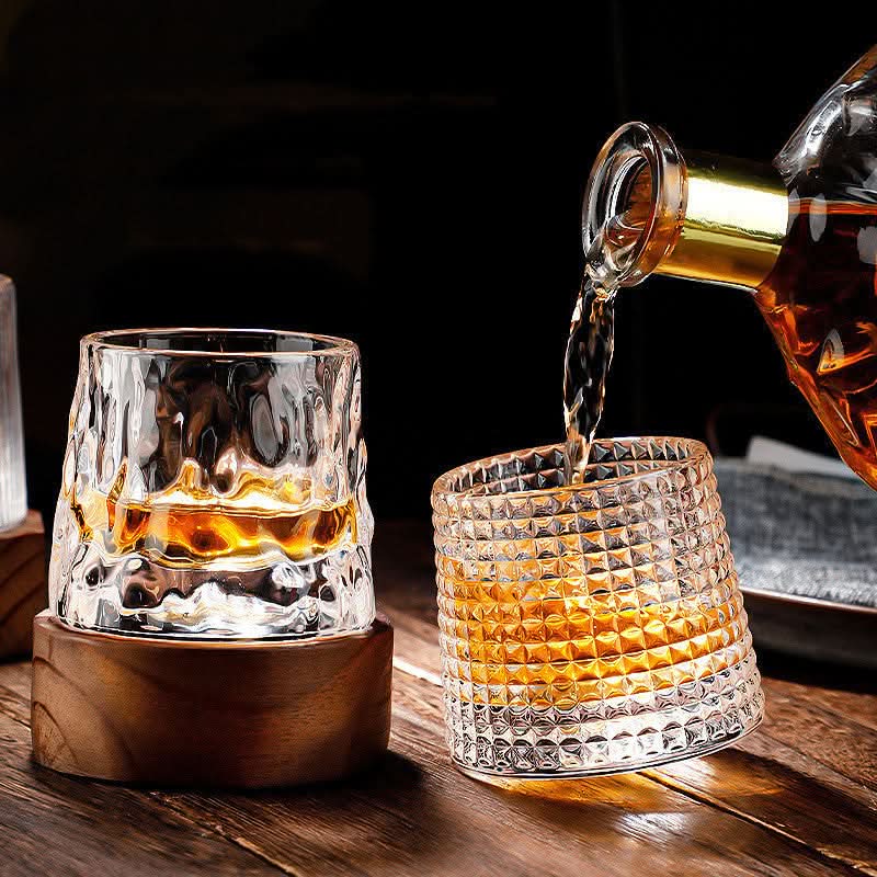 Edo craft spinning whiskey glass set, ideal host gift & luxury barware for bourbon lovers.