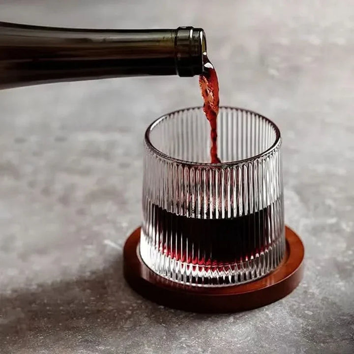 Unique spinning whiskey glasses with intricate Edo craftsmanship, premium barware gift.