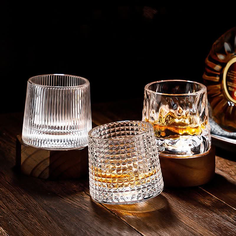 Premium spinning whiskey glasses & rocks tumblers, Japanese Edo barware gift set.